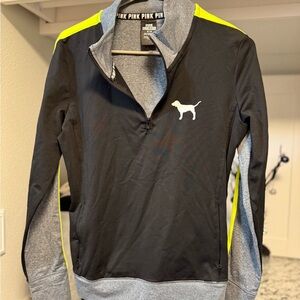 PINK Victoria's Secret Black and Gray Pullover with Neon Accents